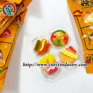 บรรจุถาดขนมกัมมี่อาหารจานด่วนแสนอร่อย
